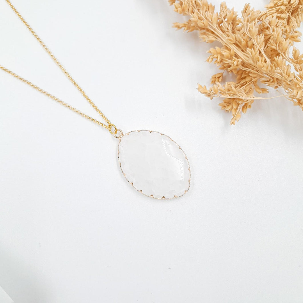 Necklace Moon Crystal White Oval Shape