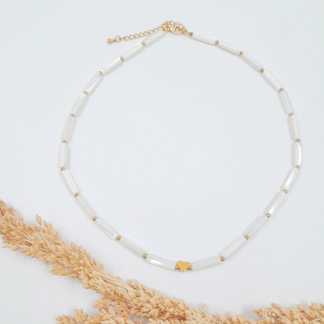 Necklace Pipe with Heart Gold
