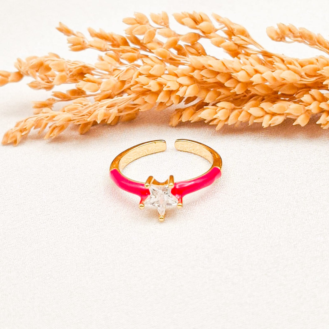 Ring Enamel Crystal Star