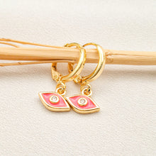 Load image into Gallery viewer, Earring Hoop Enamel Eyes Zircone
