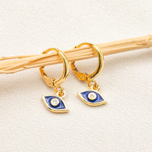 Load image into Gallery viewer, Earring Hoop Enamel Eyes Zircone
