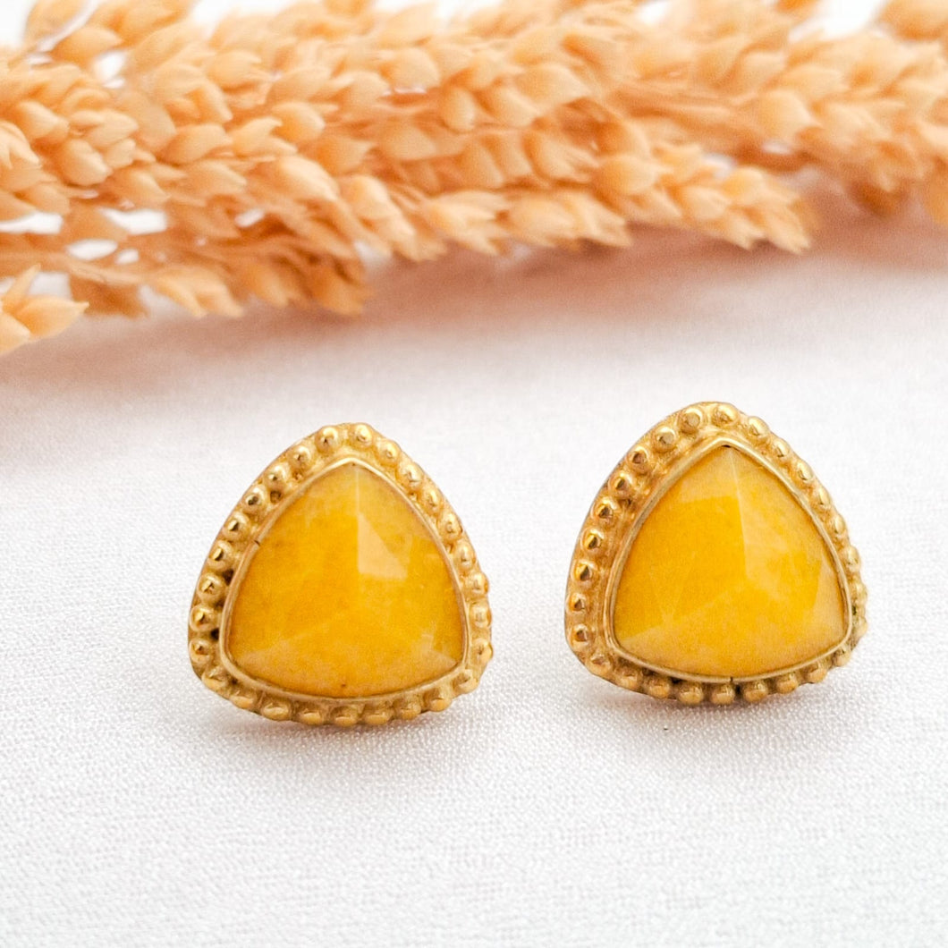 Earring Triangle Gemstone Yellow