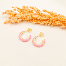 Load image into Gallery viewer, Earring Stud Colorful Gold Strip
