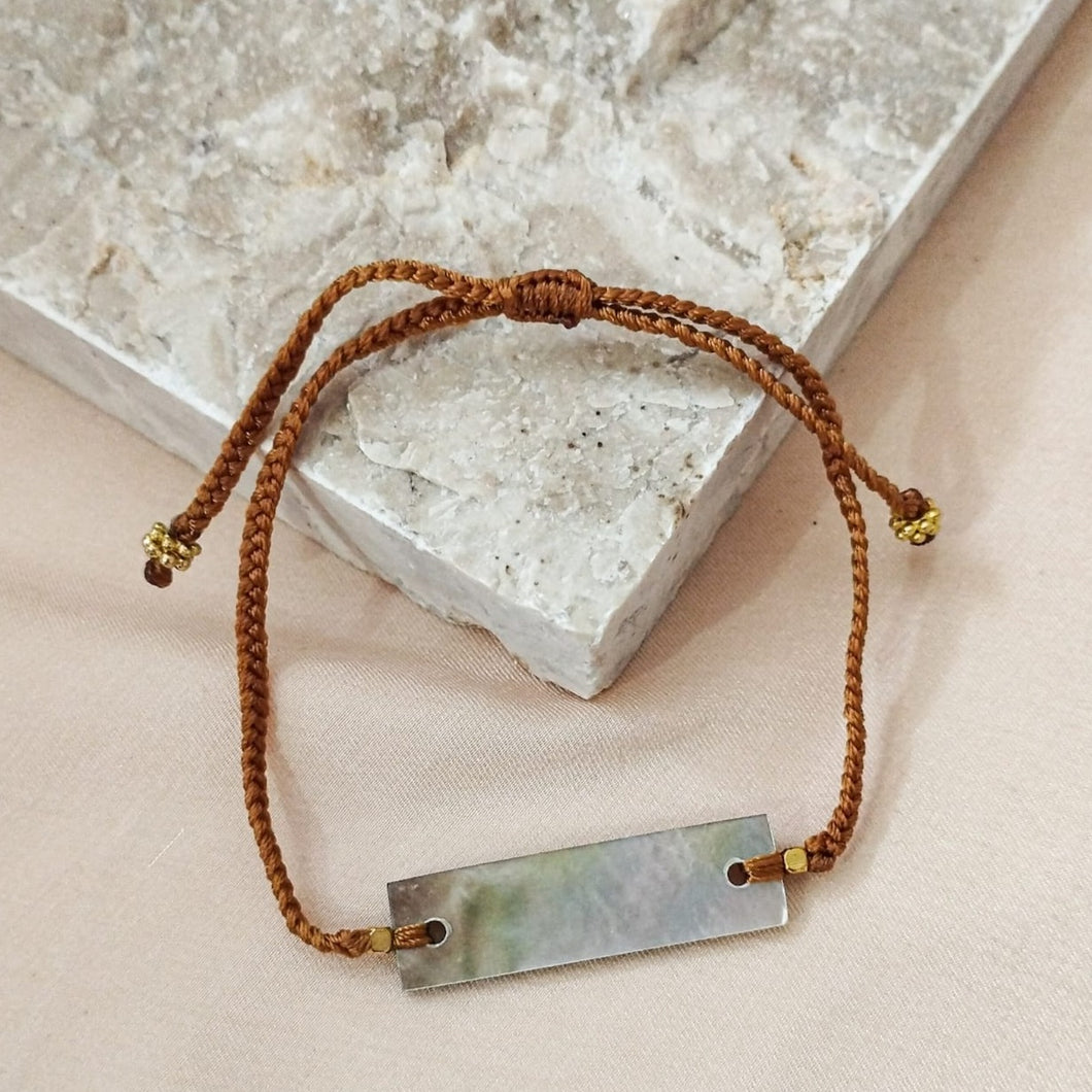 Bracelet Cotton Braid Mother of Pearl