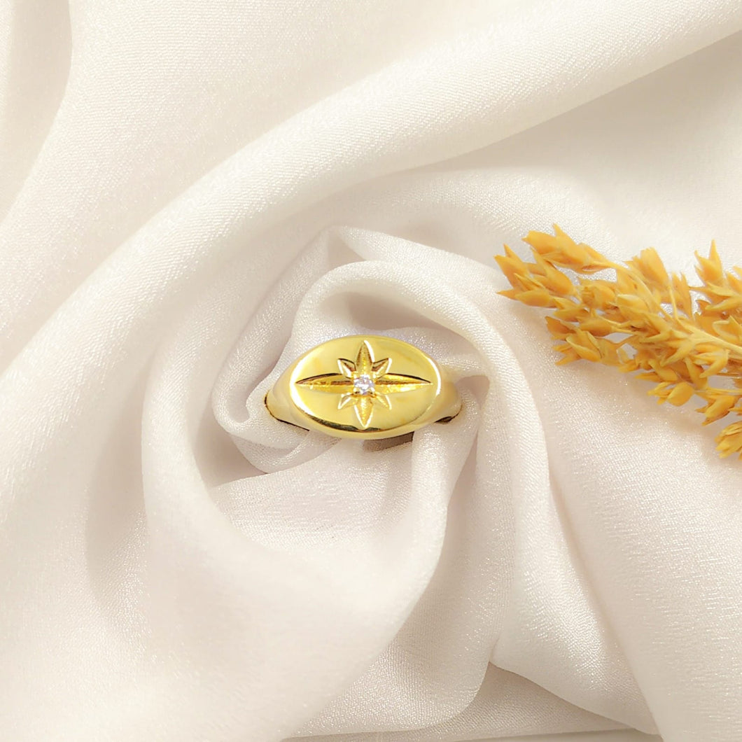 Ring Signet Star Zircon