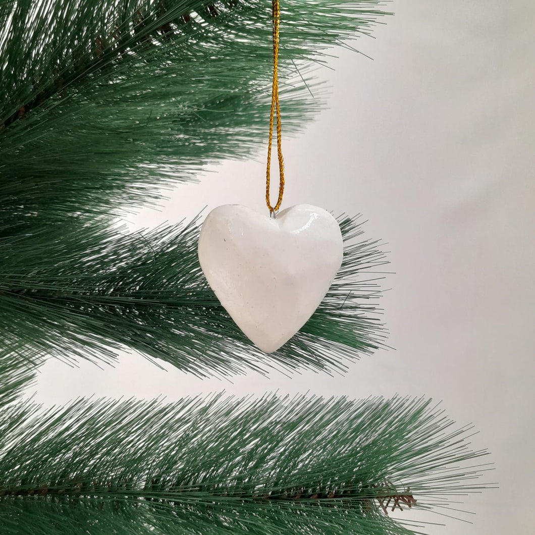 Wooden Christmas Ornaments Heart Plain White