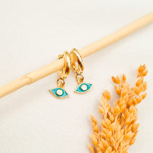 Load image into Gallery viewer, Earring Hoop Enamel Eyes Zircone
