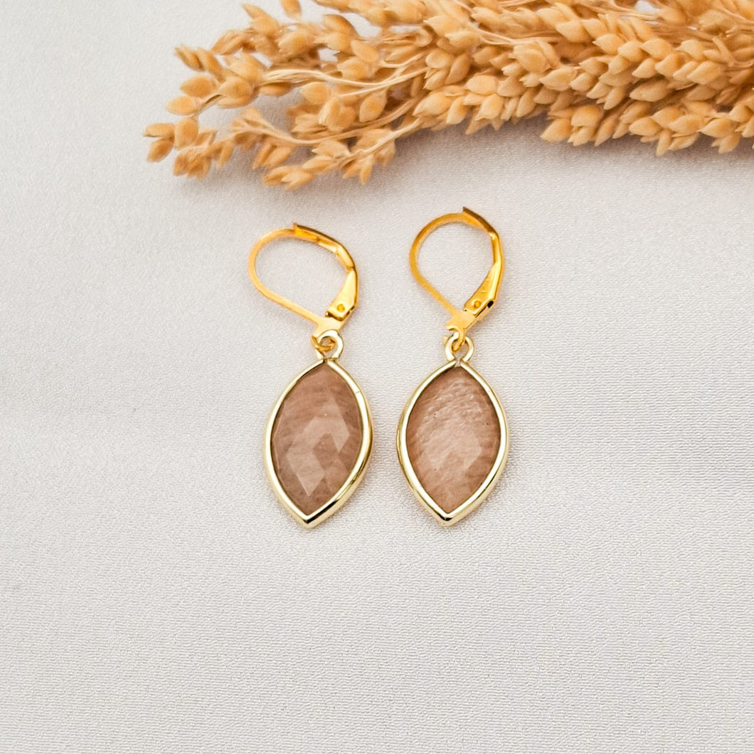 Earring Hoop Horse Eye Natural Sunstone