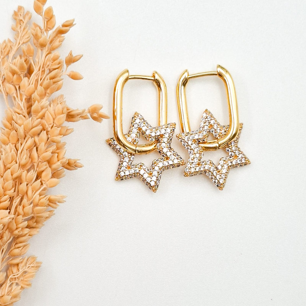 Earring Hoop Rectangle Star