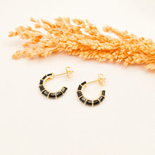 Load image into Gallery viewer, Earring Stud Colorful Gold Strip
