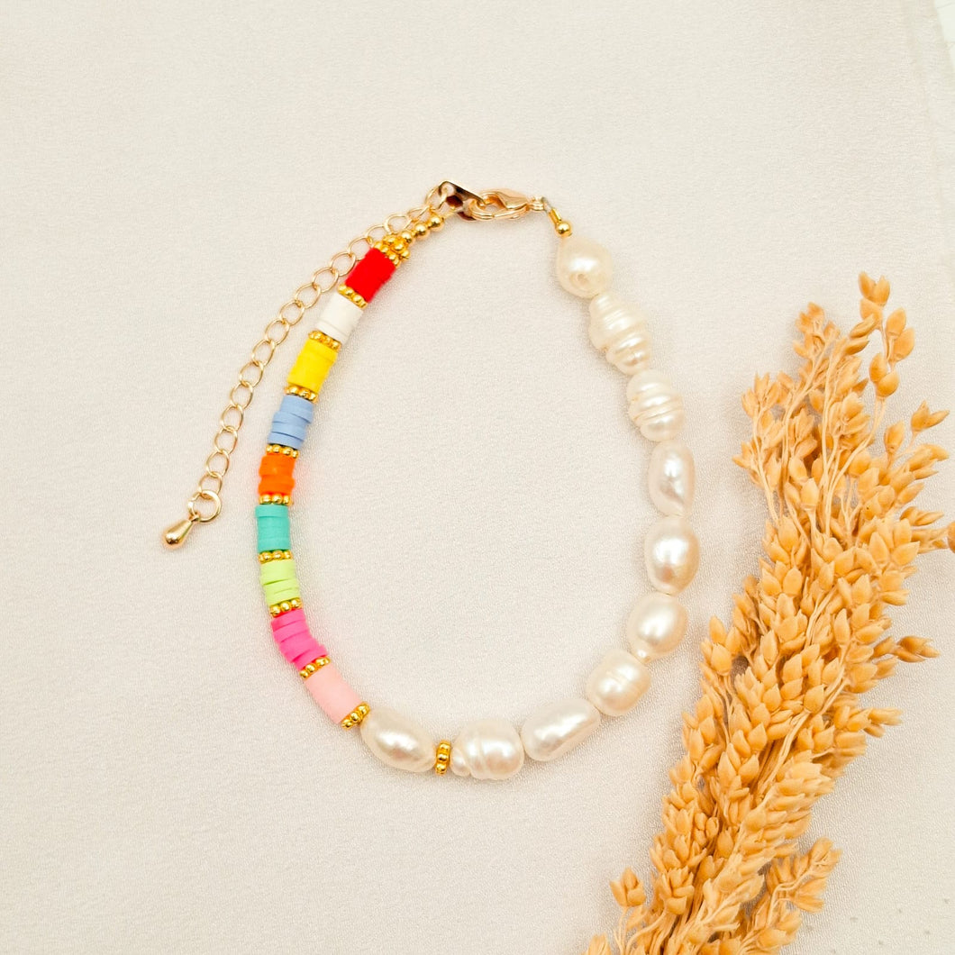 Bracelet Pearl & Heishi Rubber