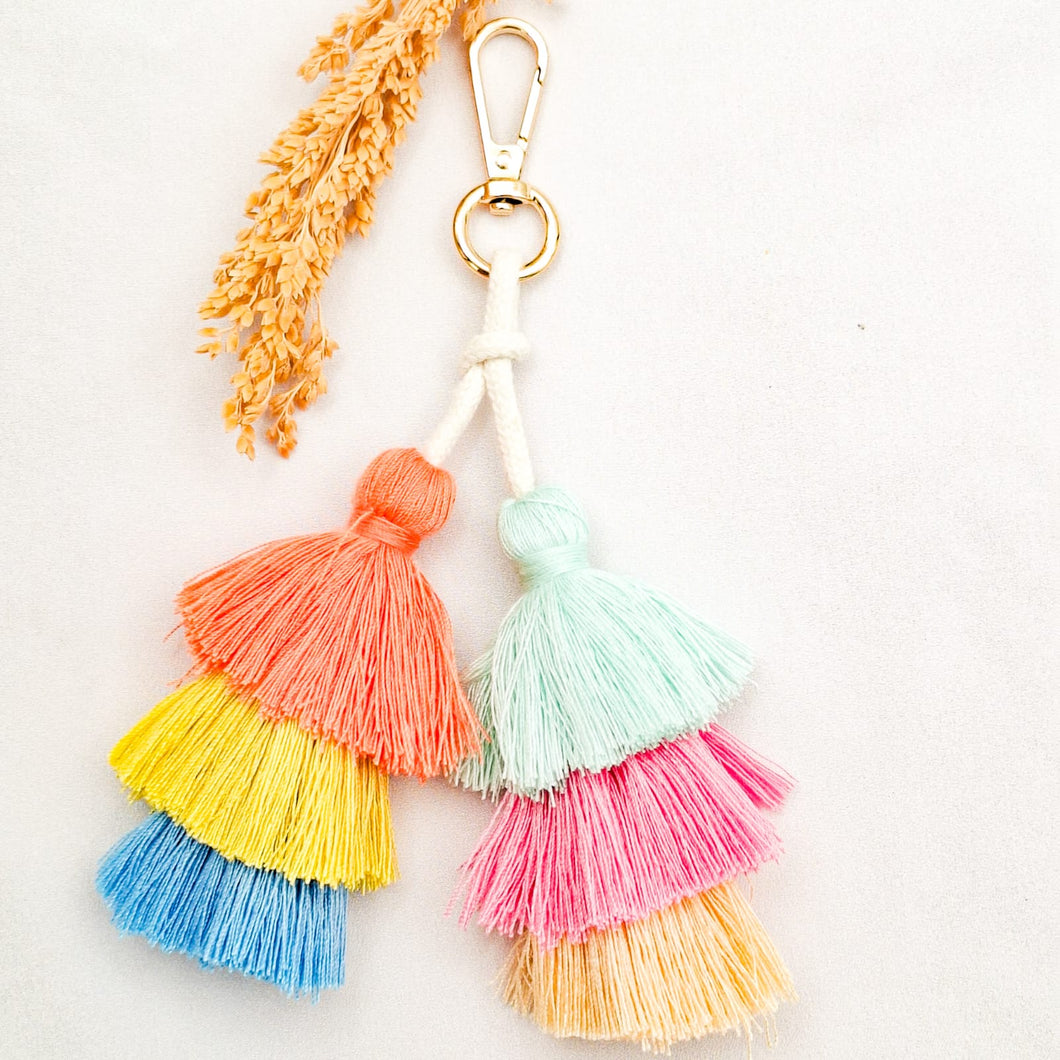 Keychain Double 3 Layer Tassel
