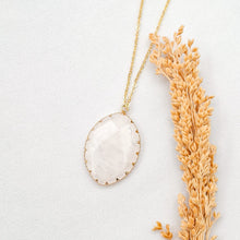 Load image into Gallery viewer, Necklace Moon Crystal White Oval Shape
