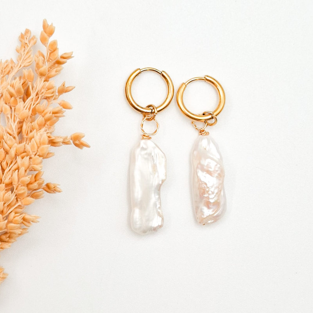 Earring Hoop Long Pearl