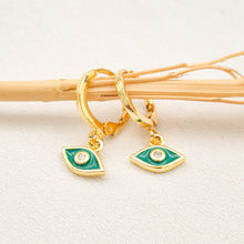 Load image into Gallery viewer, Earring Hoop Enamel Eyes Zircone
