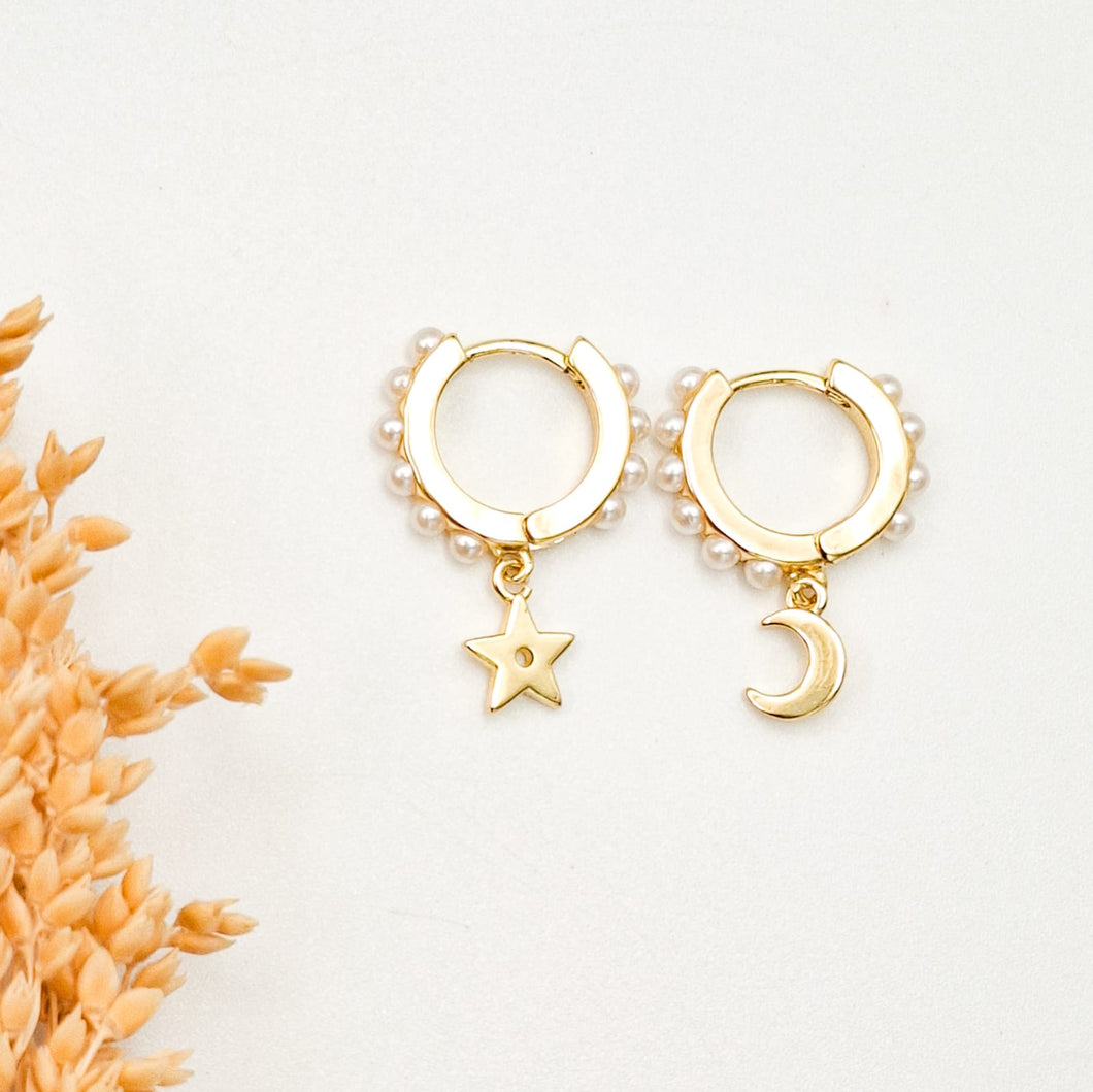 Earring Hoop Star and Moon
