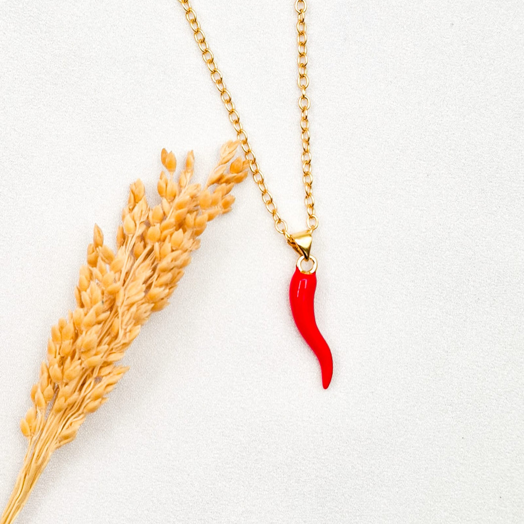Necklace Enamel Pendant Cornicello chilli Charm