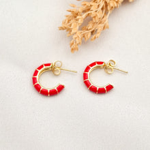 Load image into Gallery viewer, Earring Stud Colorful Gold Strip
