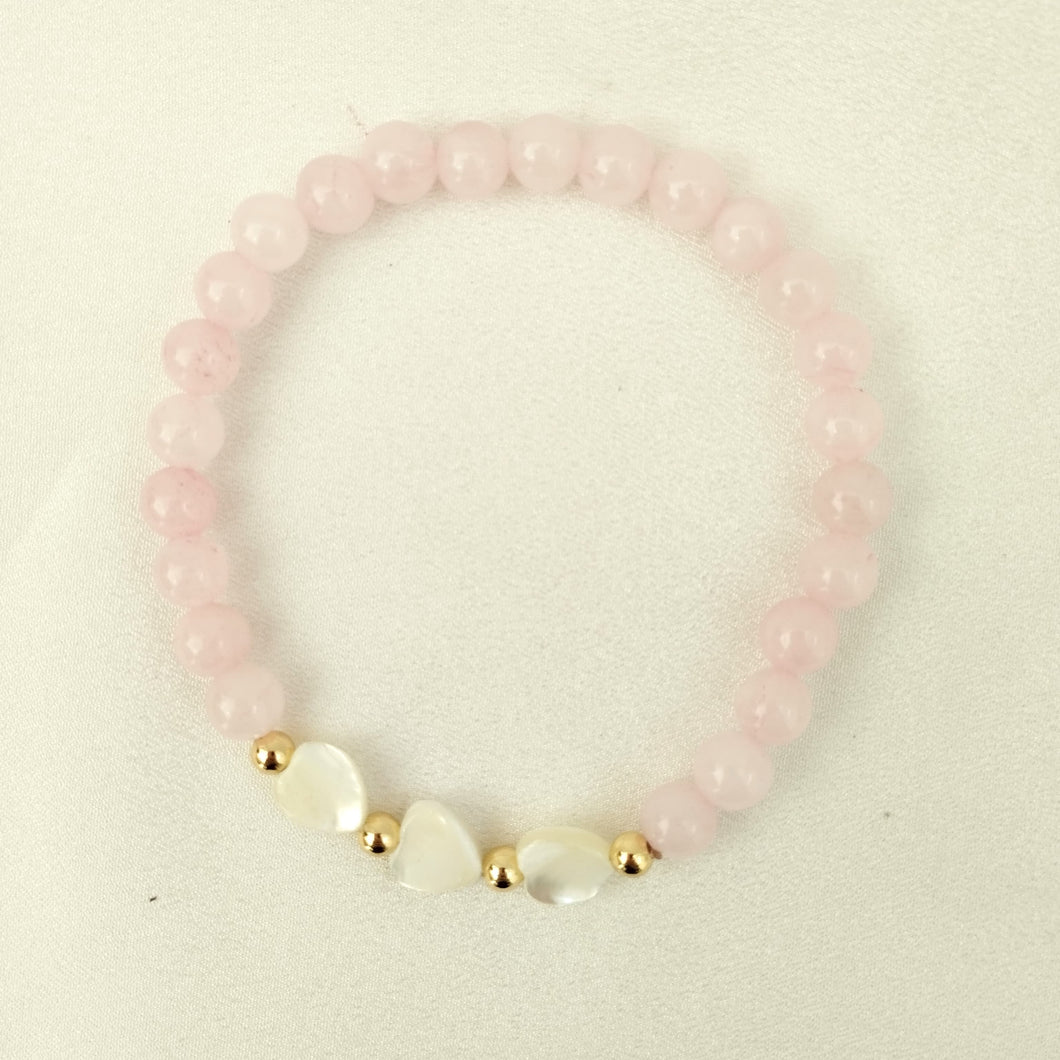 Bracelet Gemstone Triple Heart Shell