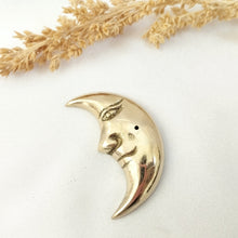 Load image into Gallery viewer, Brass Incense Holder Moon With Face
