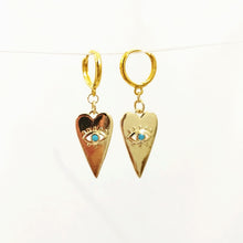 Load image into Gallery viewer, Earring Heart with Zircon Eyes
