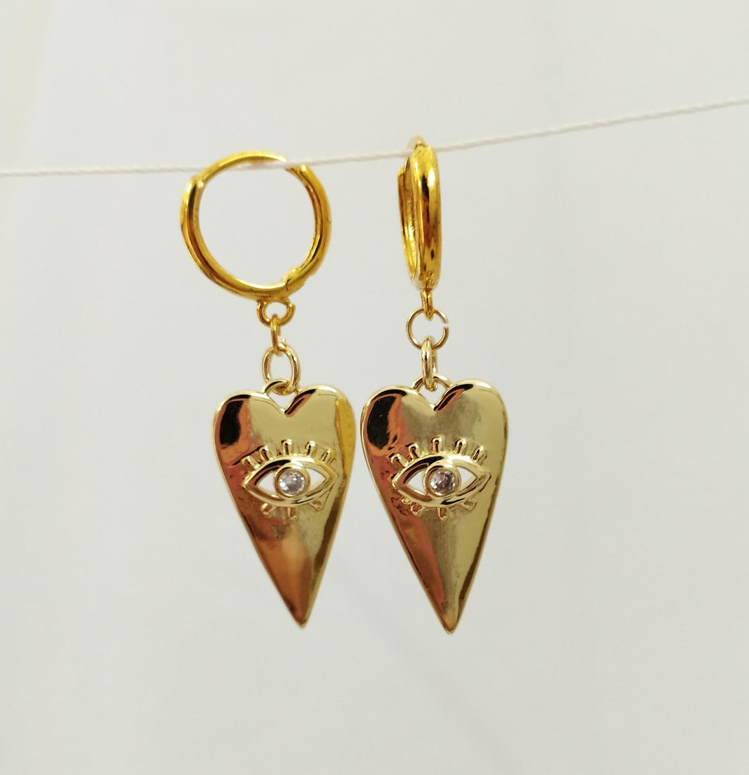 Earring Heart with Zircon Eyes