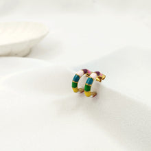 Load image into Gallery viewer, Earring Stud Colorful Gold Strip
