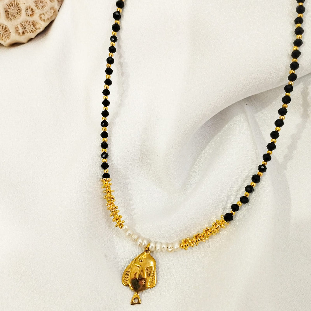 Necklace Crystal With Pendant Fish Gold