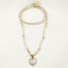 Load image into Gallery viewer, Necklace Yoga Mini Pearl Full Moon Pendant
