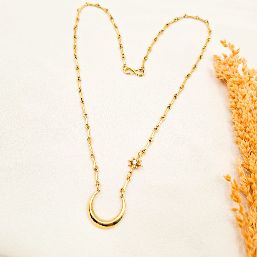 Necklace Moon and Star Gold Plated