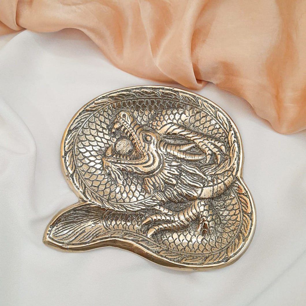 Plate Brass Trinket Tray Dragon