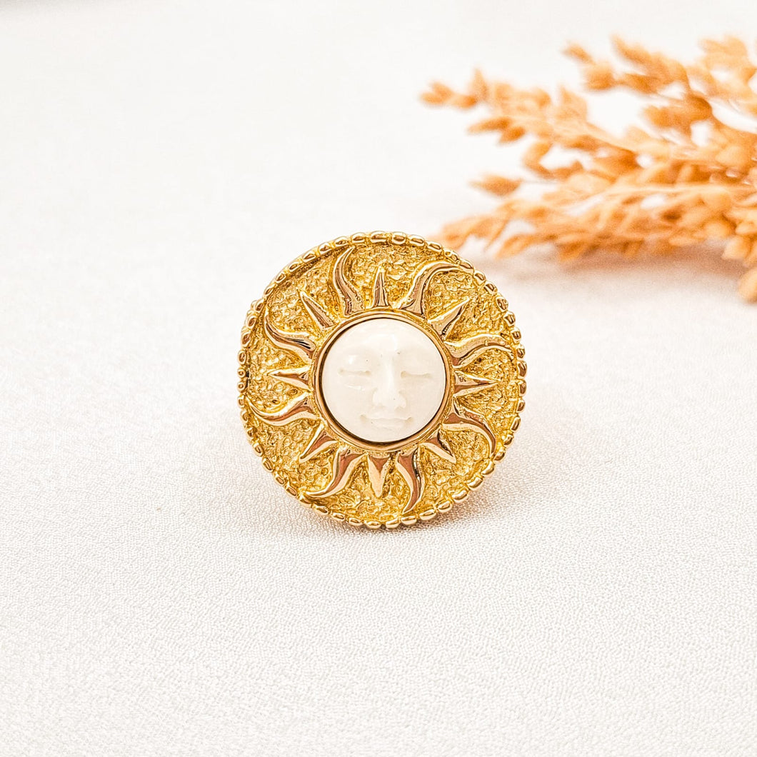 Ring Signet Sun With Bone