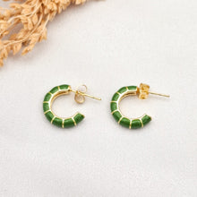 Load image into Gallery viewer, Earring Stud Colorful Gold Strip
