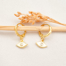 Load image into Gallery viewer, Earring Hoop Enamel Eyes Zircone
