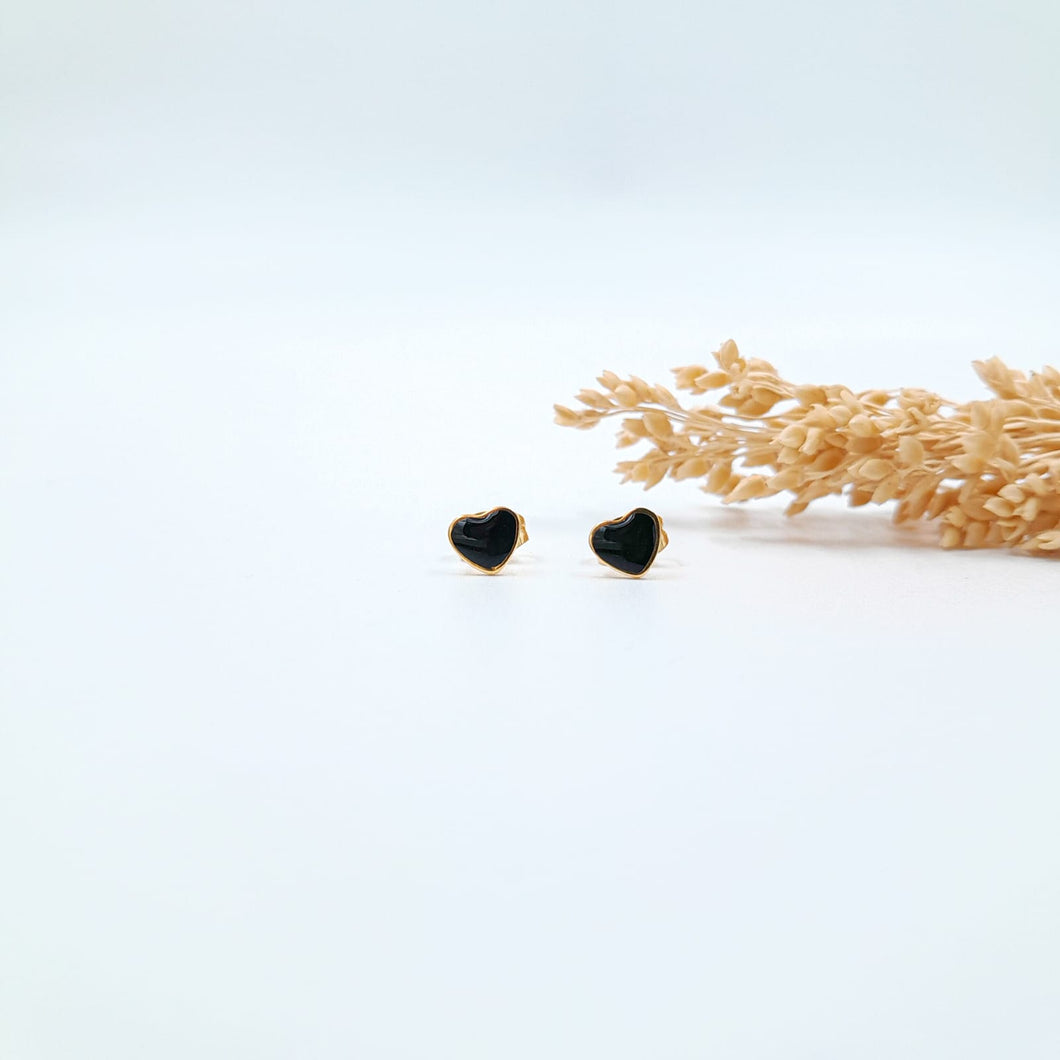 Earring Stud Heart Stainless Steel Enamel