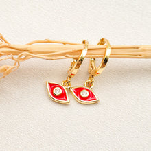 Load image into Gallery viewer, Earring Hoop Enamel Eyes Zircone
