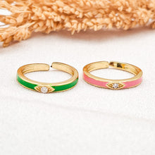 Load image into Gallery viewer, Ring Enamel Eye Small Crystal
