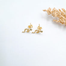Load image into Gallery viewer, Earring Stud Mini Snake Green Zircone
