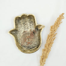 Load image into Gallery viewer, Brass Trinket Tray Hamsa Hand
