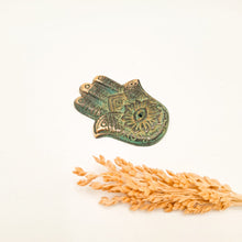 Load image into Gallery viewer, Brass Incense Holder Hamsa Hand
