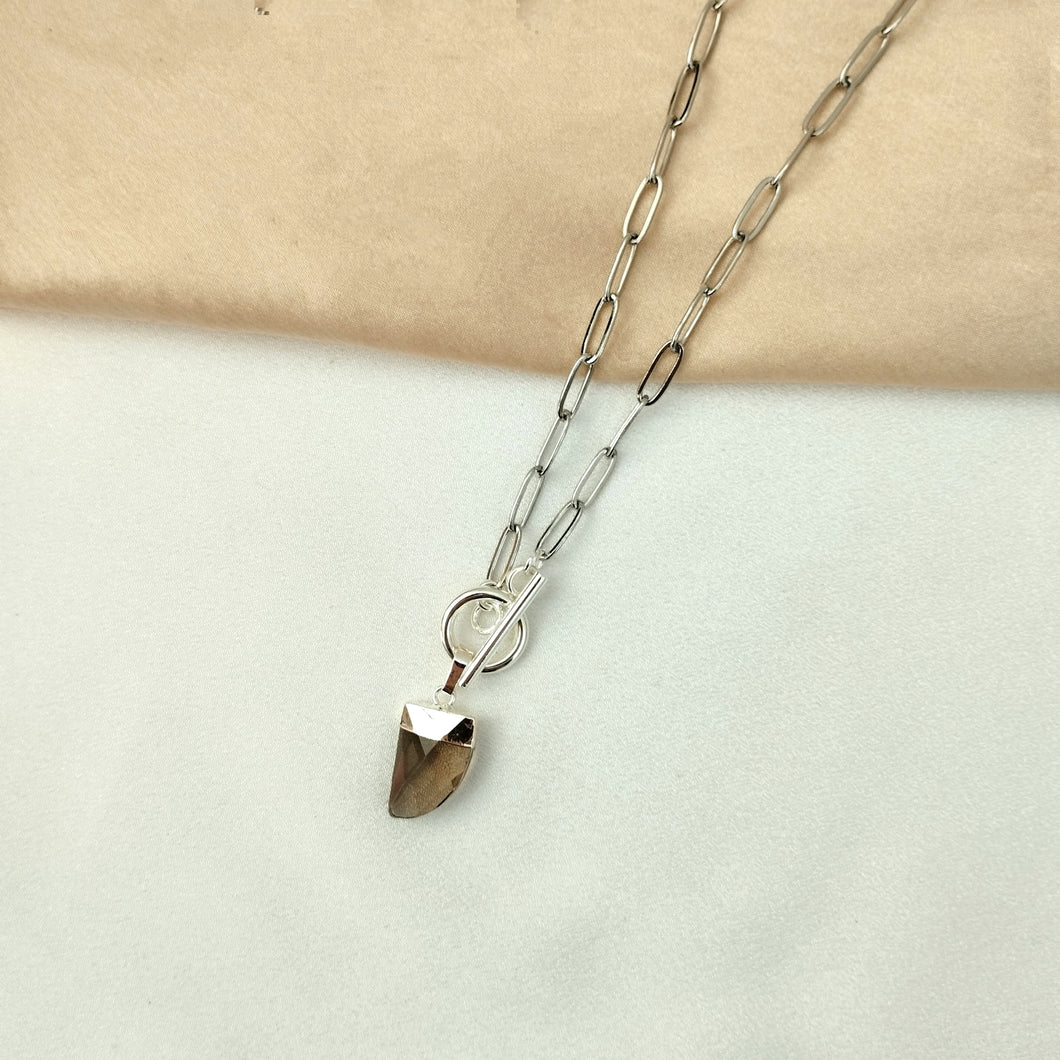 Necklace Gemstone Mini Horn and Boho Chain
