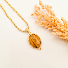 Load image into Gallery viewer, Necklace Pendant Oval Tiger Eyes
