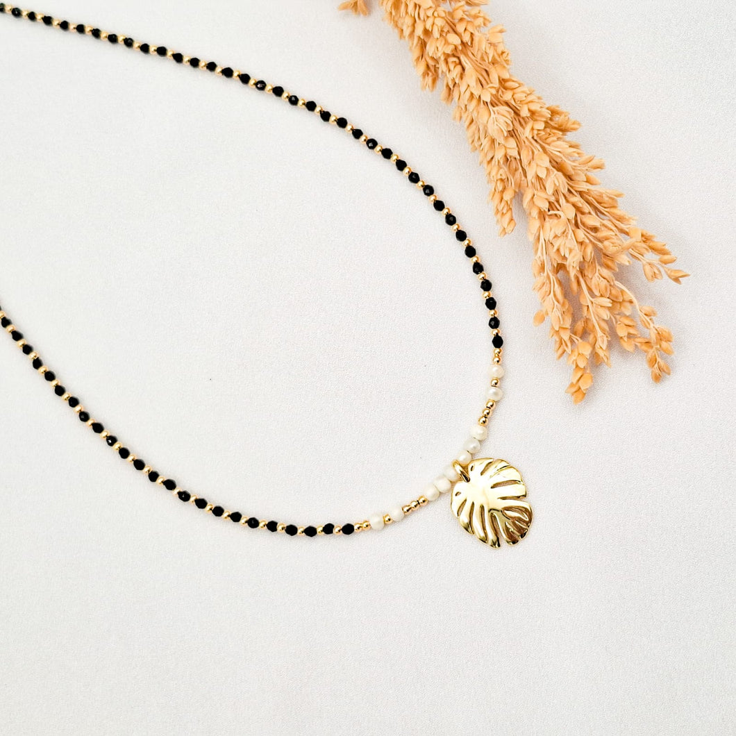 Necklace Gemstone with Pendant Monstera