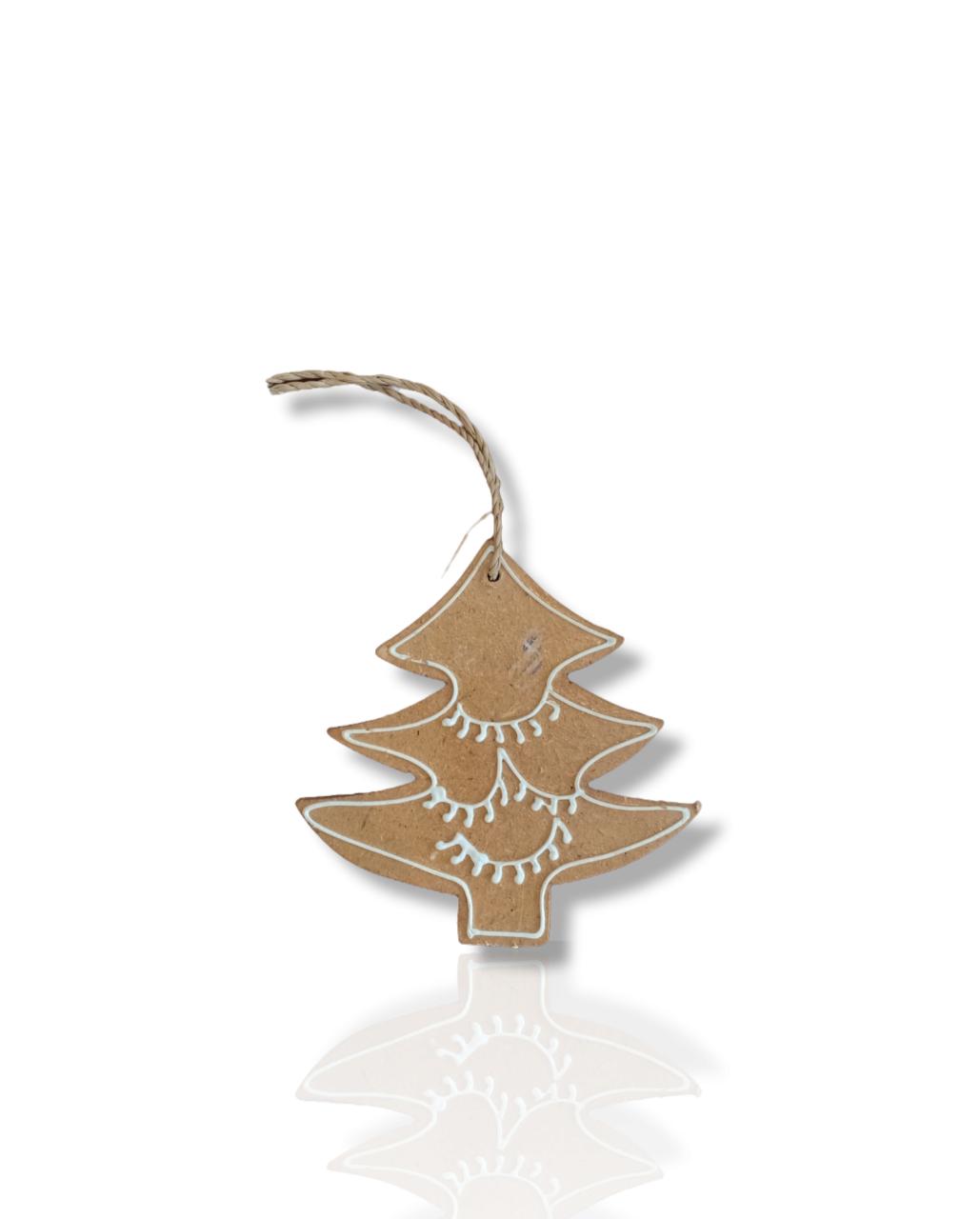 Wooden Christmas Ornaments Tree Natural White