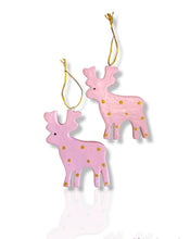 Load image into Gallery viewer, Wooden Christmas Ornaments Deer Pink Dot
