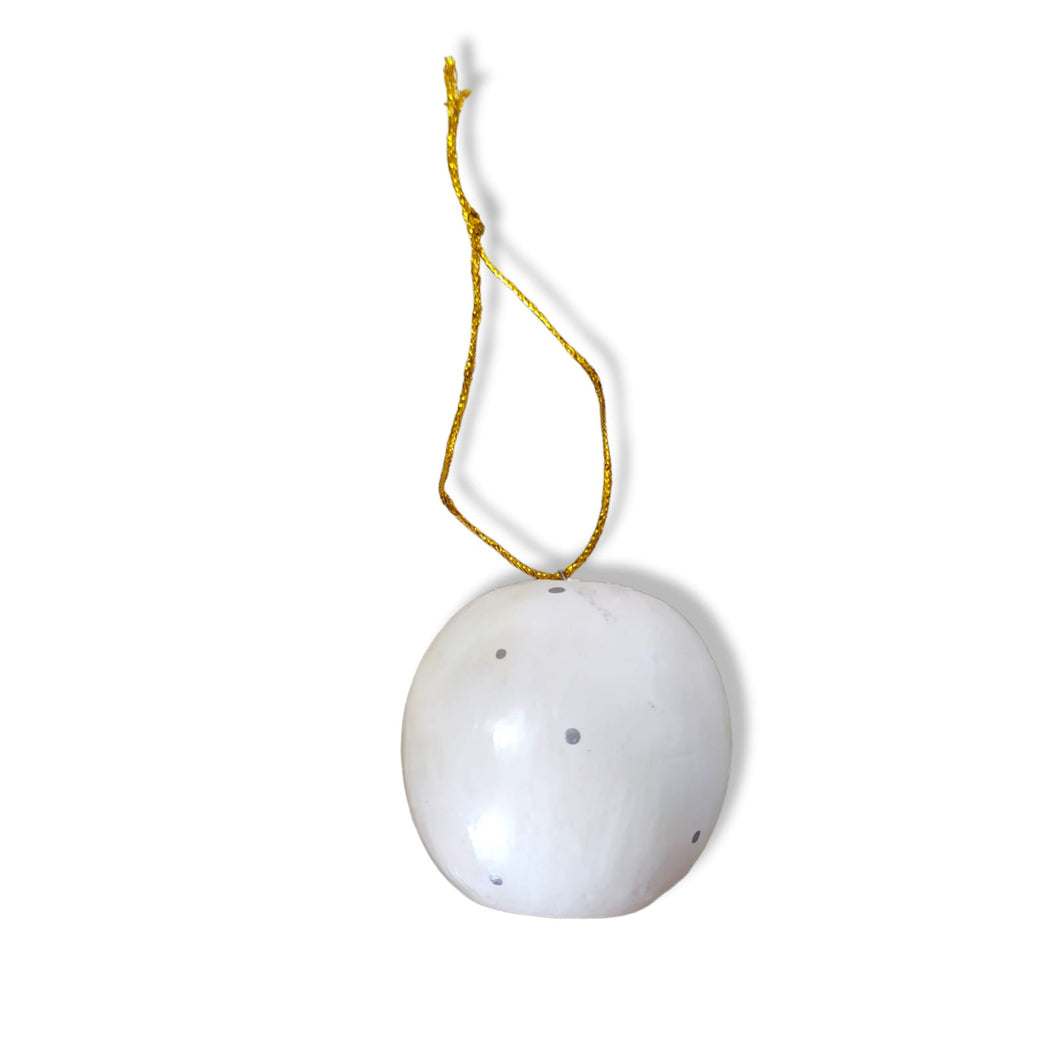 Wooden Christmas Ornaments Ball White Dot