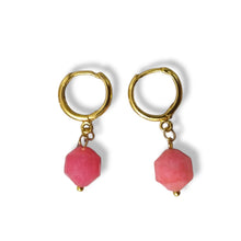 Load image into Gallery viewer, Earring Hoop with Pendant Gemstone
