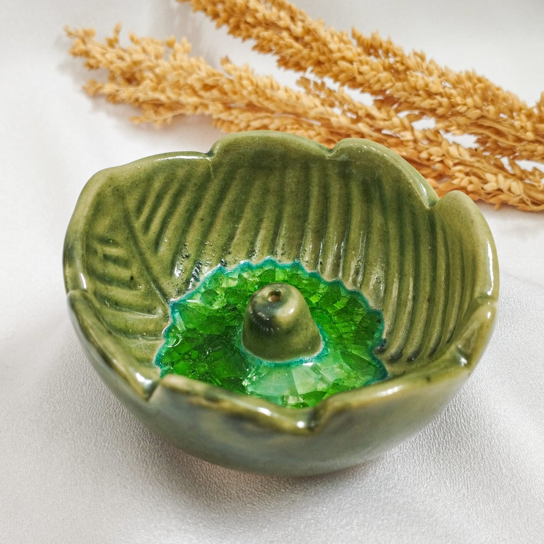 Incense Holder Ceramic Leaf Mangkok