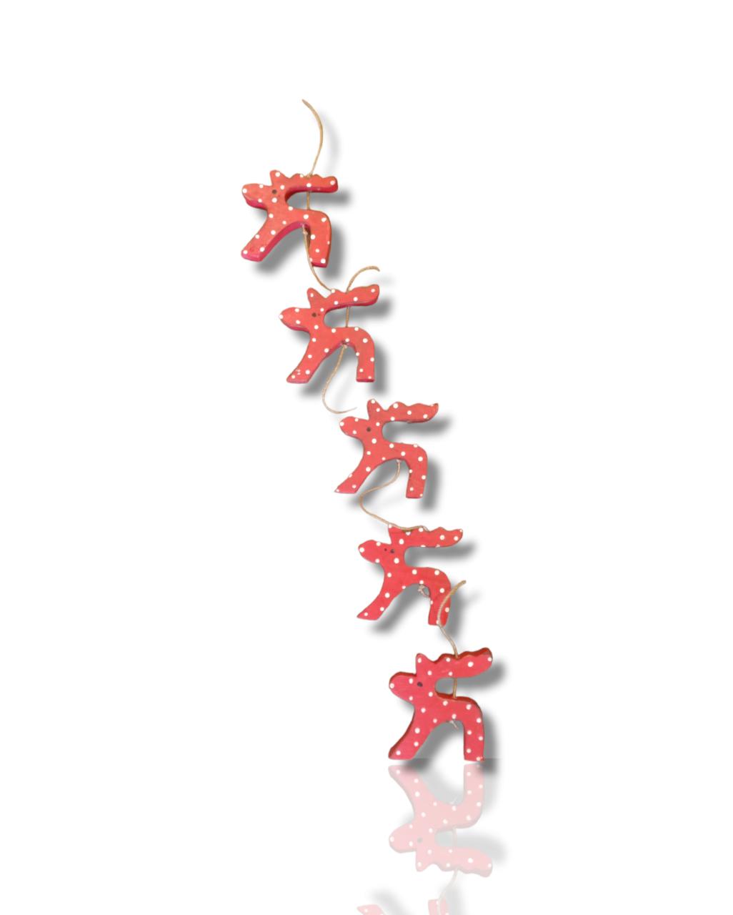 Christmas Wooden String Deer Red Dot