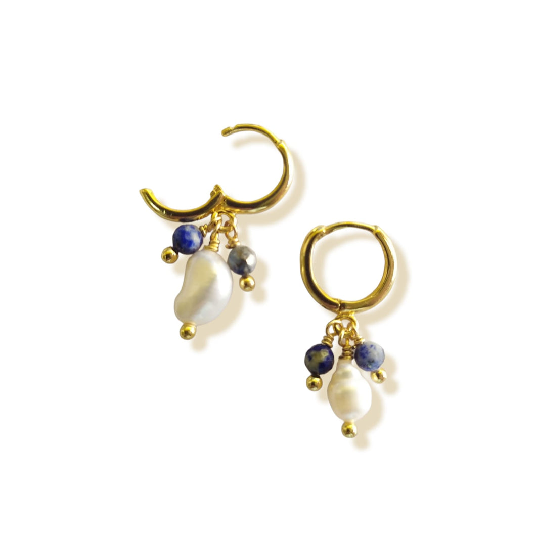 Earring Hoop Stone And Pearl